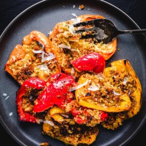 Italian roasted peppers with seasoned breadcrumbs featured image.