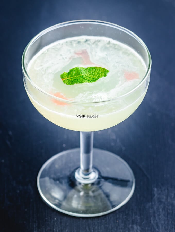 Final image of the Lime, Gin and Cucumber Cocktail aka Juliet and Romeo.