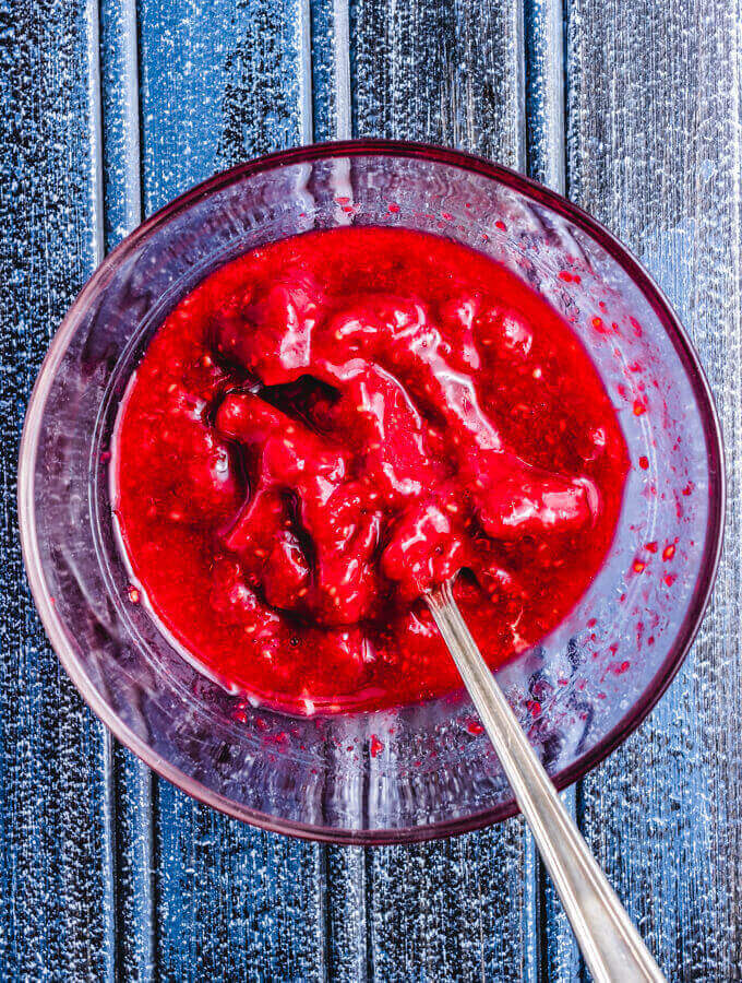 The frozen raspberries blended with water to create the Raspberry Colada.