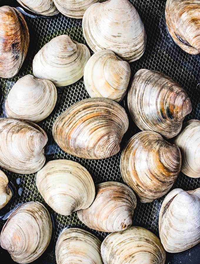 The Littleneck clams being steamed.