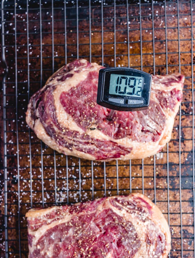 Ribeye steak at 109 degrees.