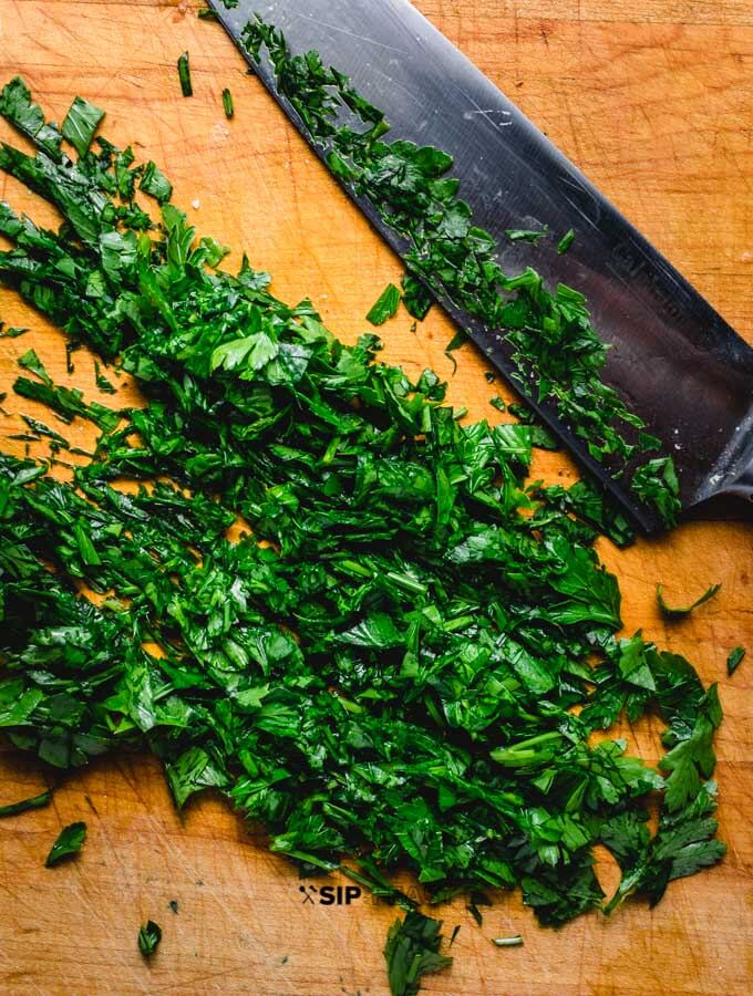 Parsley for the baked portobello mushrooms.