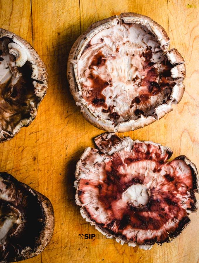 Cleaned portobello mushrooms for the baked portobello mushroom recipe.