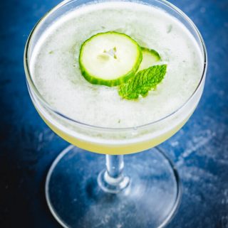 Cucumber martini with melon and mint featured image.