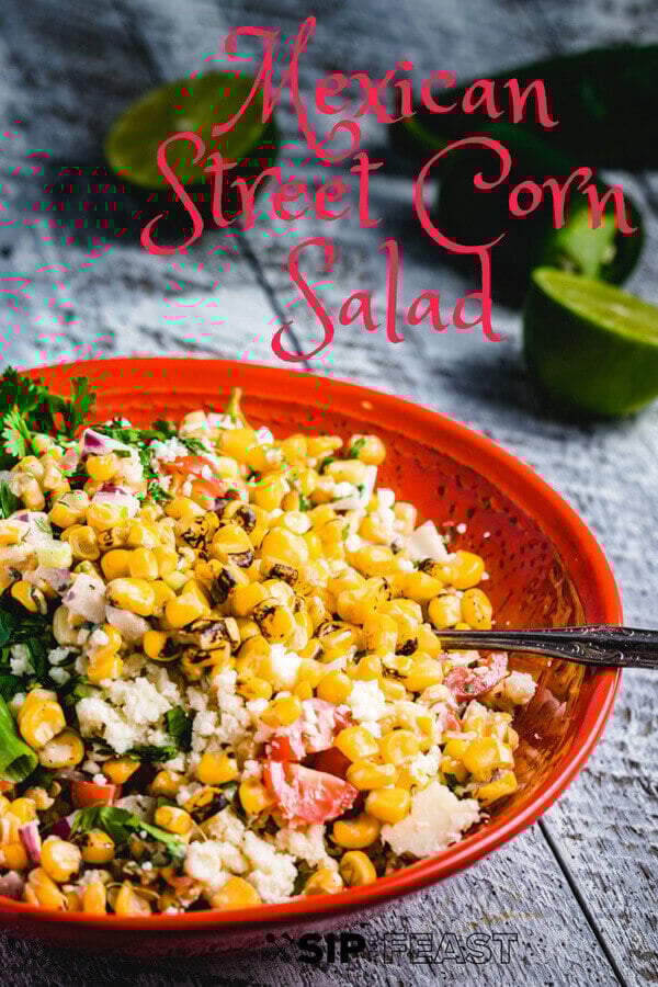 Mexican Street Corn Salad recipe. A tangy, spicy, and unbelievably delicious summer time salad. Even better than the on the cob version.
#corn #Mexican #lime #tangy #spicy #cotija #salad