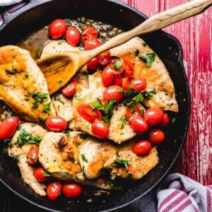 Italian chicken with capers and cherry tomato sauce featured image.
