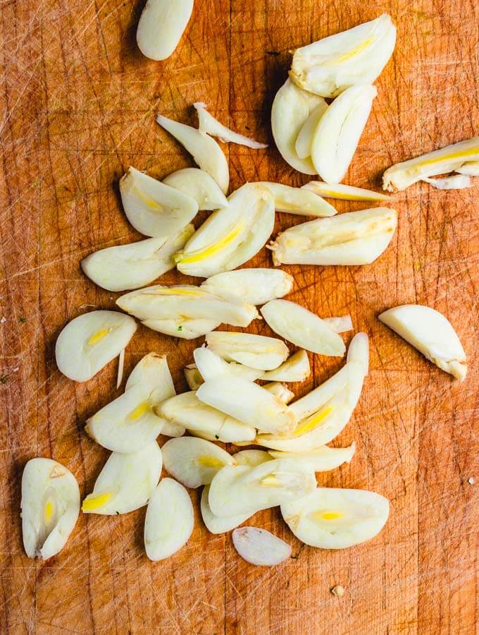 Sliced garlic.