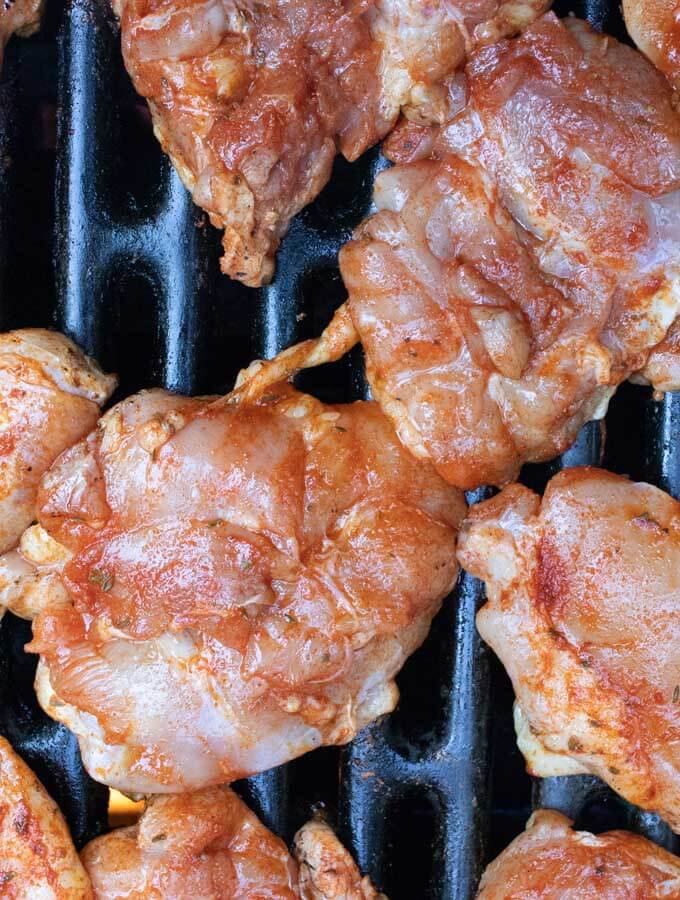 Grilling the blackened chicken.