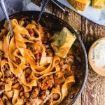 Sweet Italian sausage pasta in cream sauce featured image.