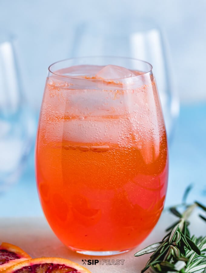 Aperol Spritz in wine glass with ice