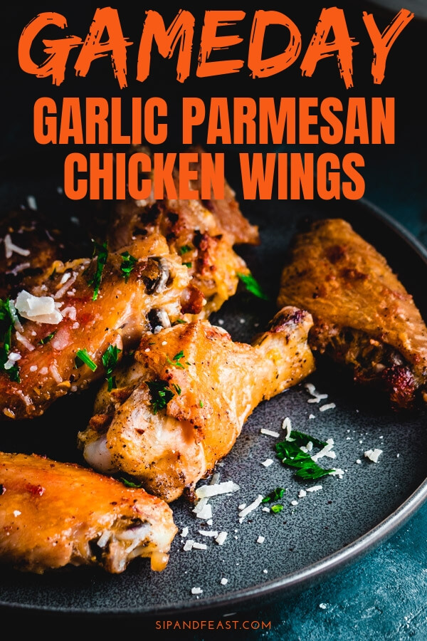 Garlic parmesan chicken wings Pinterest image.