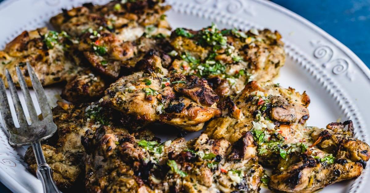 Grilled Chicken Thighs In Italian Dressing - Sip and Feast