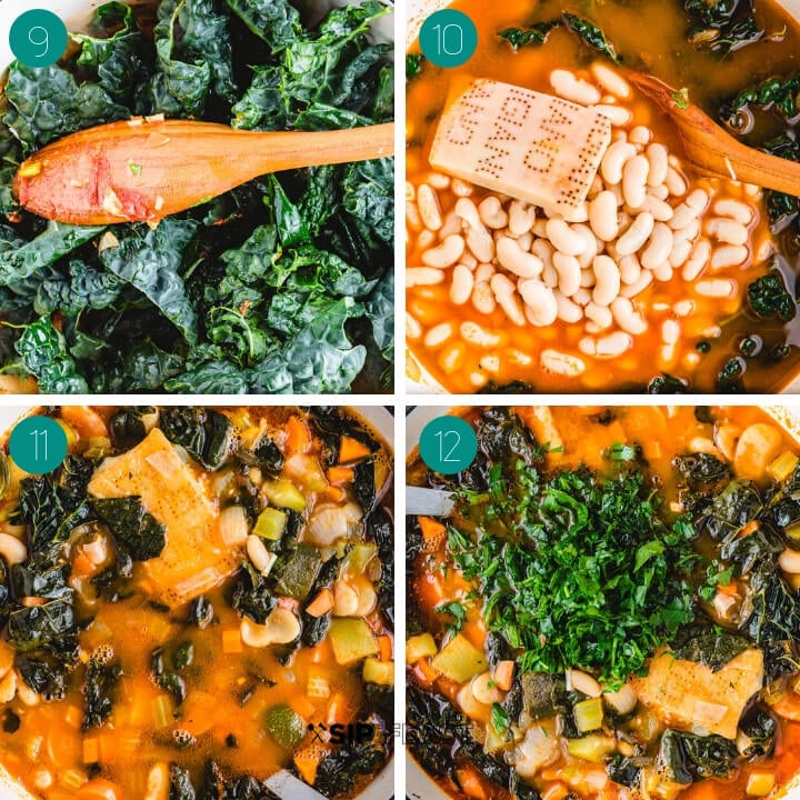 Ribollita soup recipe process shot collage group number three.