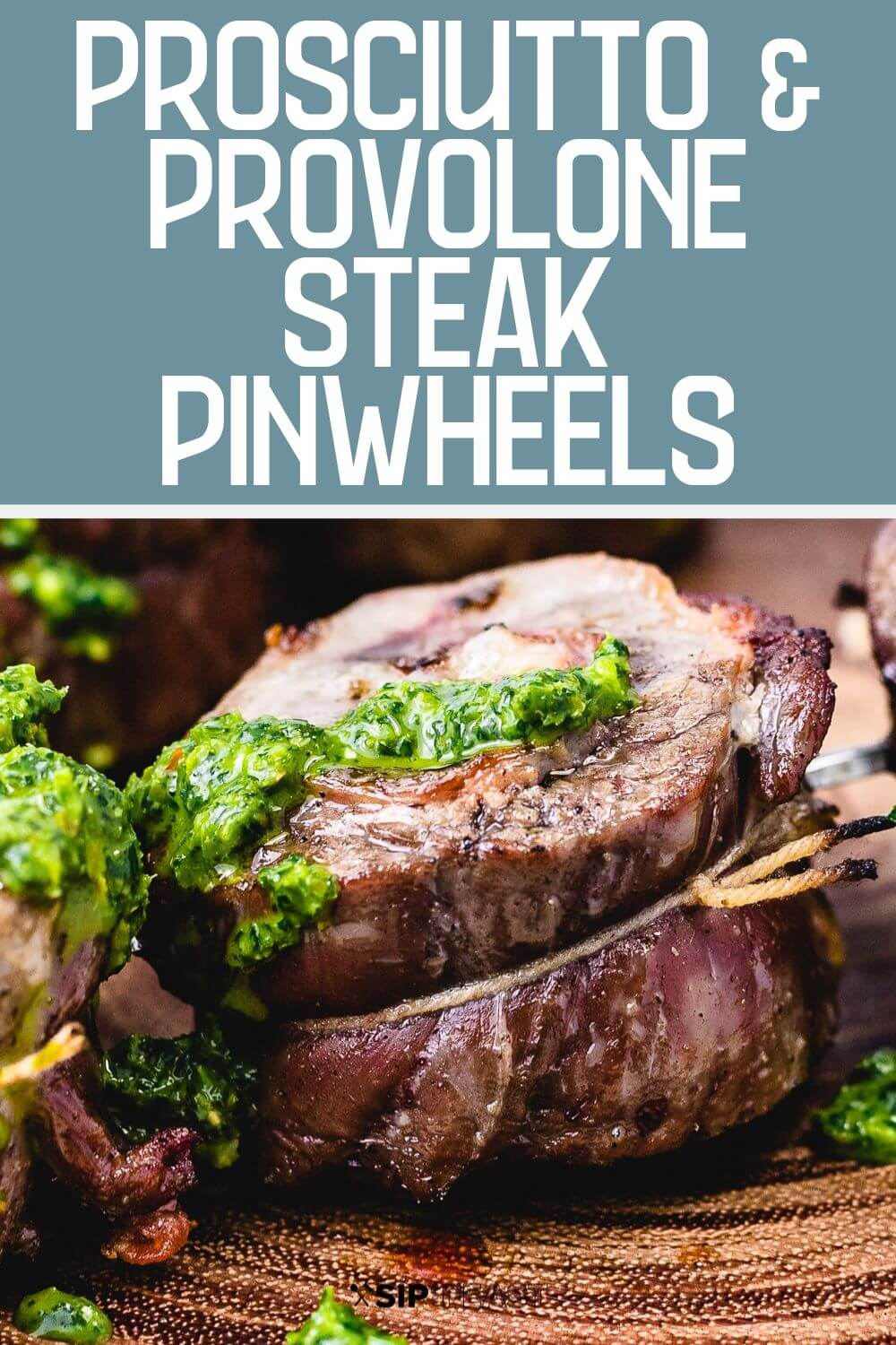 Steak pinwheels Pinterest image.