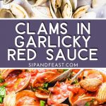 Clams in red sauce Pinterest image.
