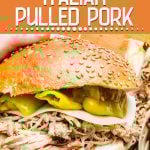 Instant Pot Italian pulled pork Pinterest image.