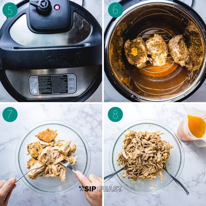 Instant Pot pulled pork recipe process shot collage group number two.