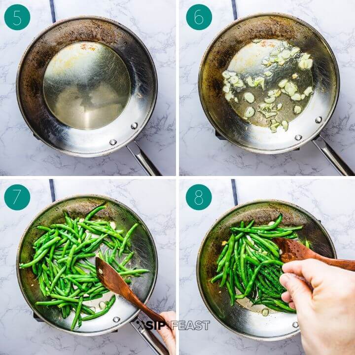 Italian string beans process shot collage group number two.