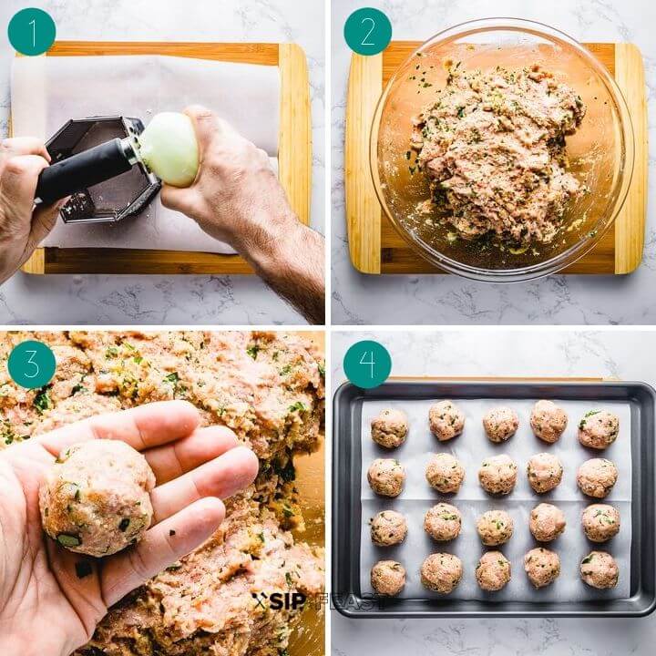 Turkey meatballs recipe process shot collage.