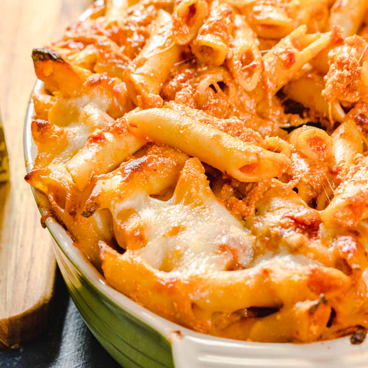 Meatless Baked Ziti with Ricotta and Mozzarella - Sip and Feast