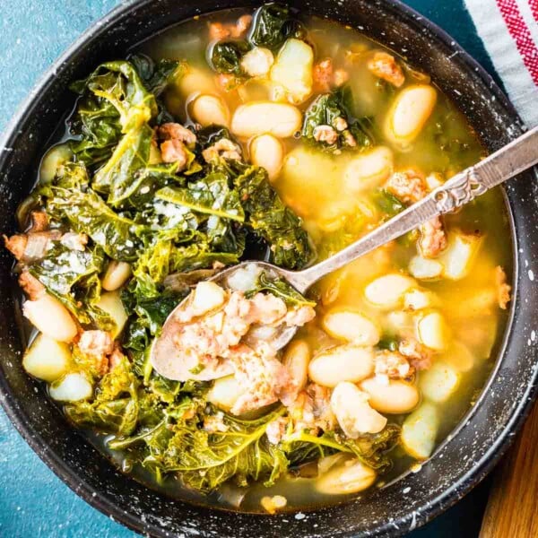 Sausage, potato, and kale soup featured image.