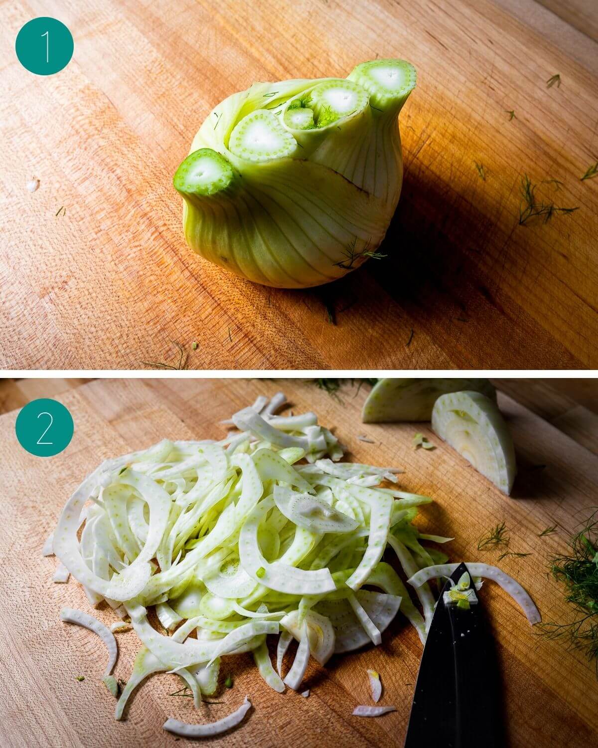 Fennel and orange salad recipe process shot collage group number 1.