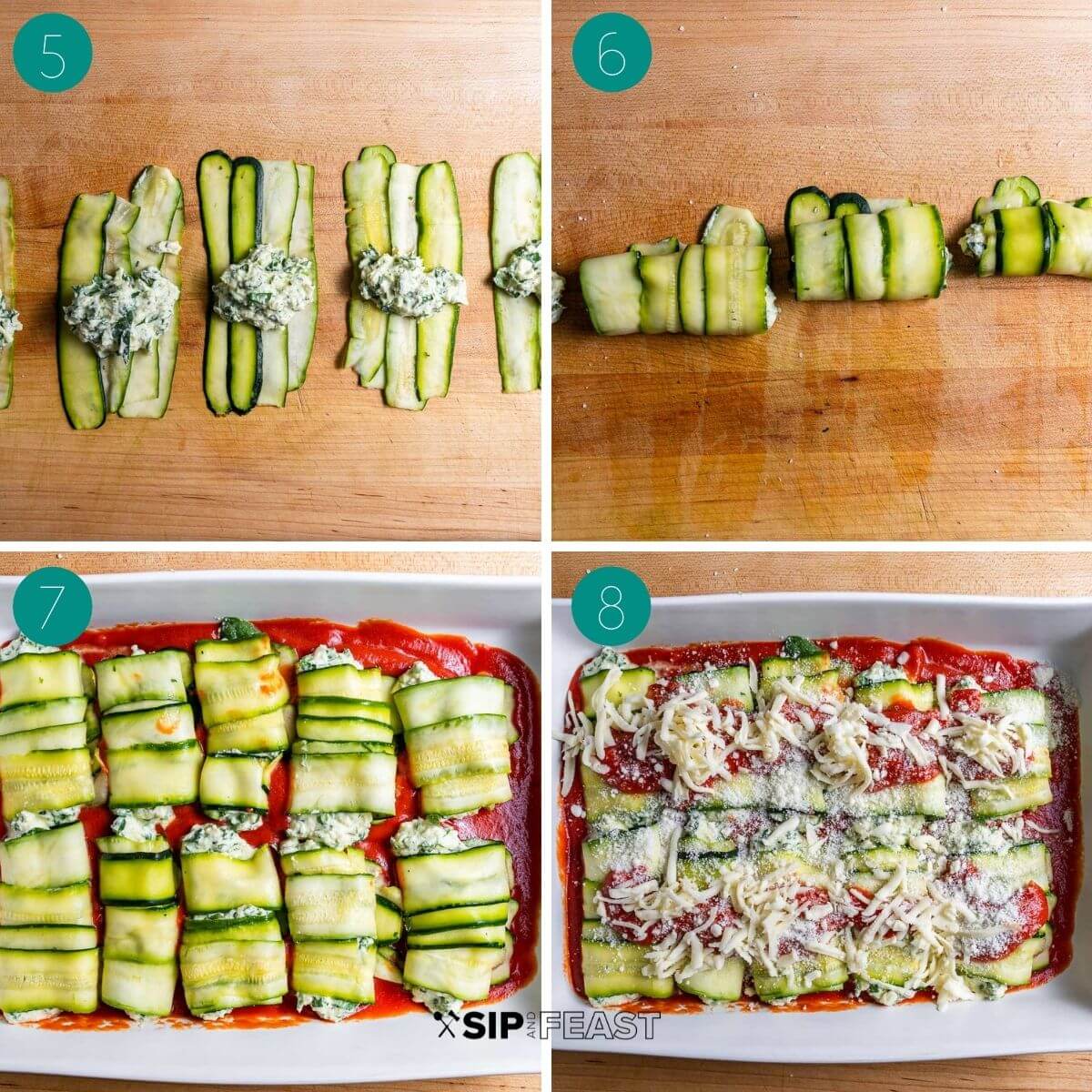 Zucchini rollatini recipe process shot collage group number two.