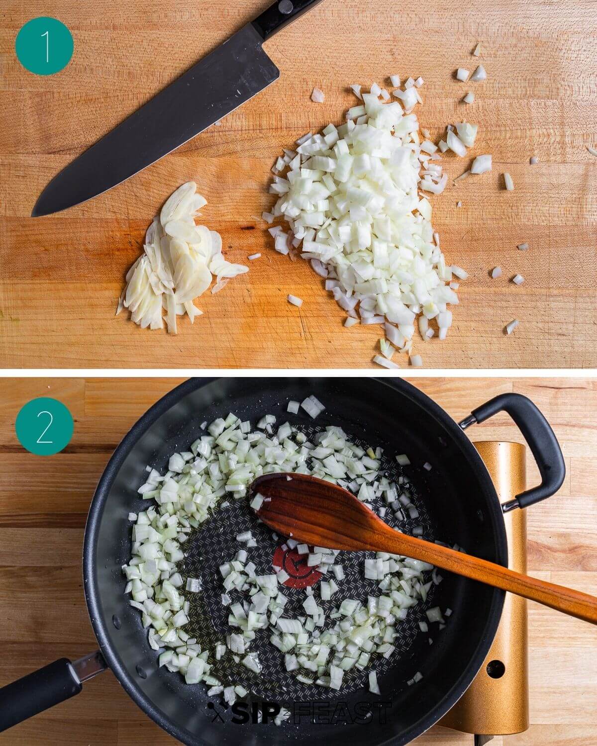 Green beans with tomato sauce recipe process shot collage group number one.