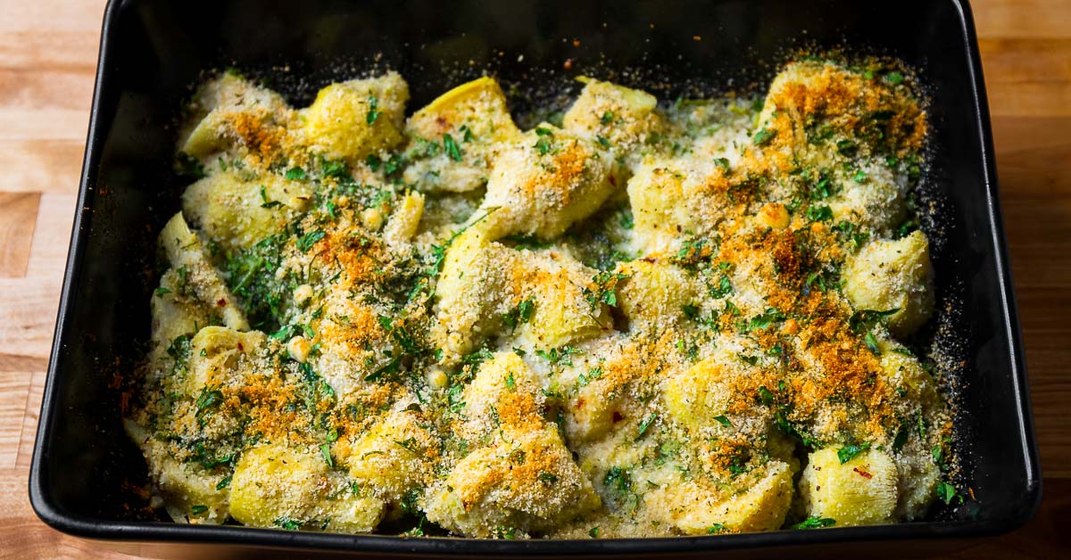 Baked Artichoke Hearts with Seasoned Breadcrumbs Sip and Feast