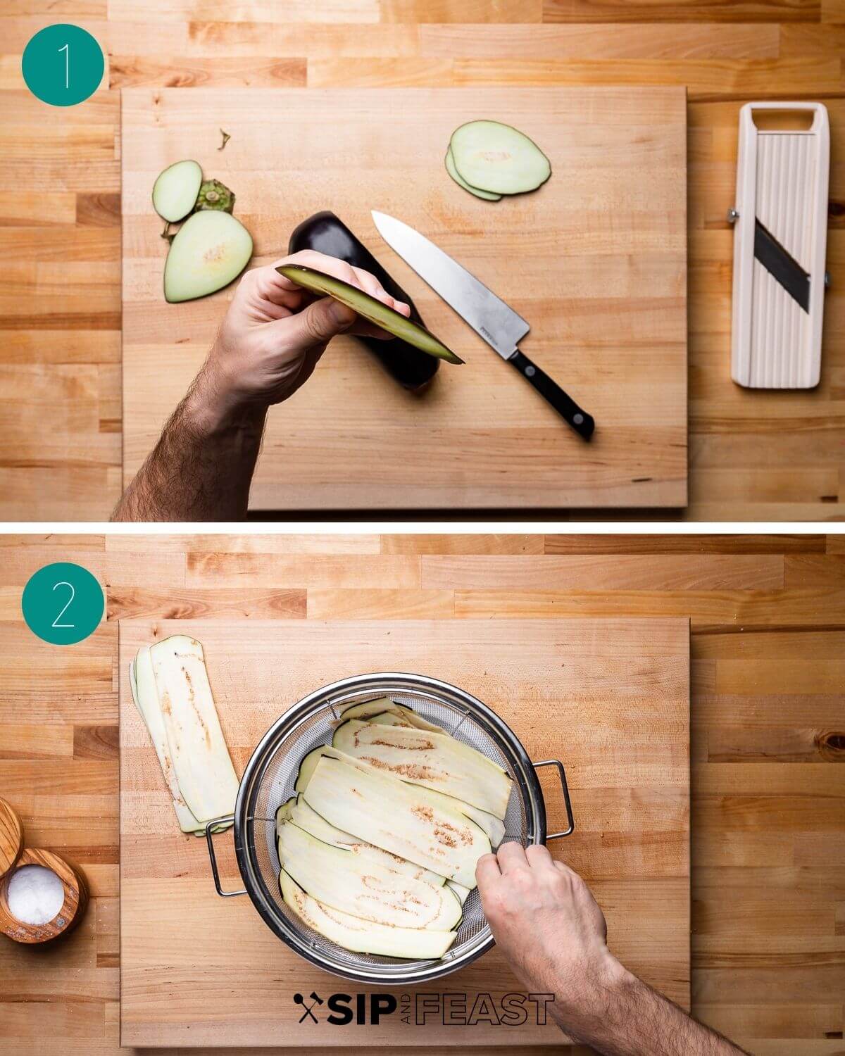 Eggplant rollatini recipe process shot collage group number one.