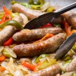 Sausage and peppers Pinterest image.