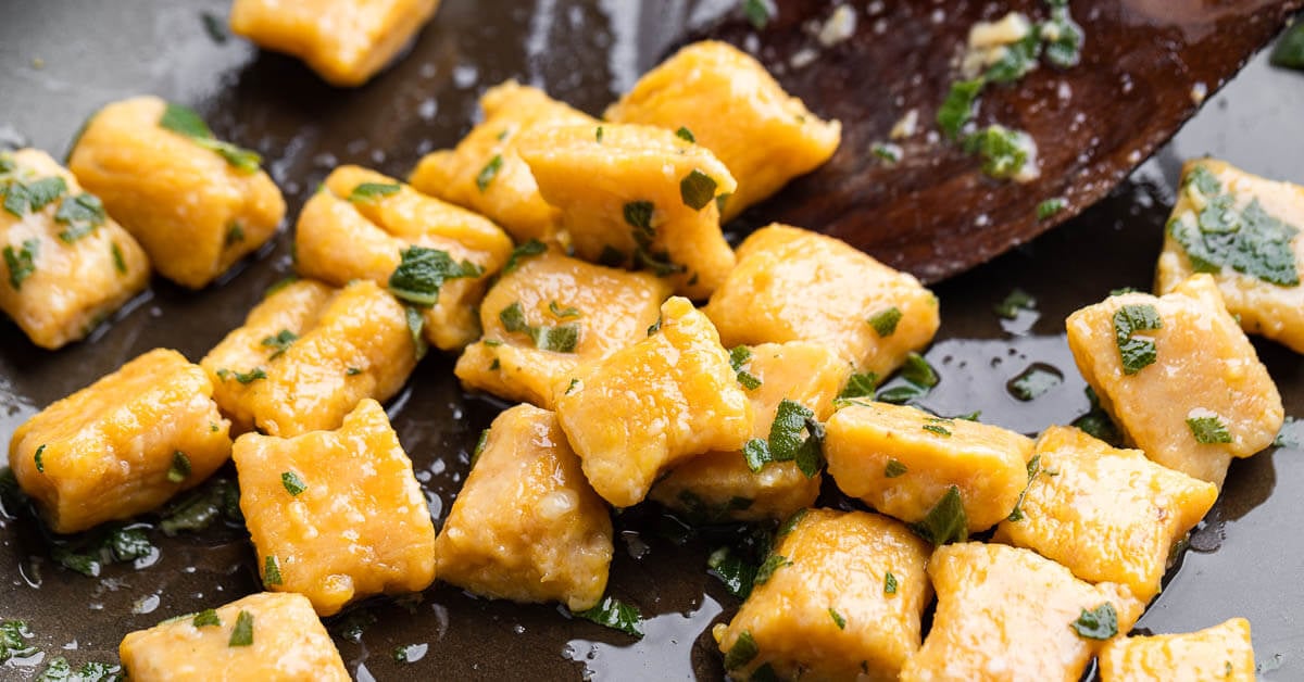 Butternut Squash Gnocchi Butter, Sage, and Amaretti Sip and Feast