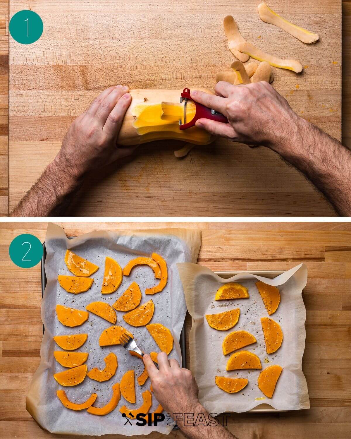 Butternut squash parmigiana recipe process shot collage group number one.