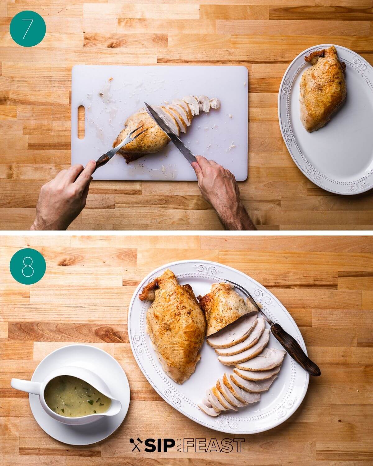 Dry brined turkey breast recipe process shot collage group number four.