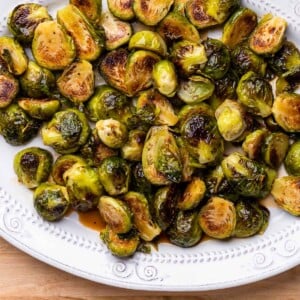 Honey balsamic brussels sprouts featured image.