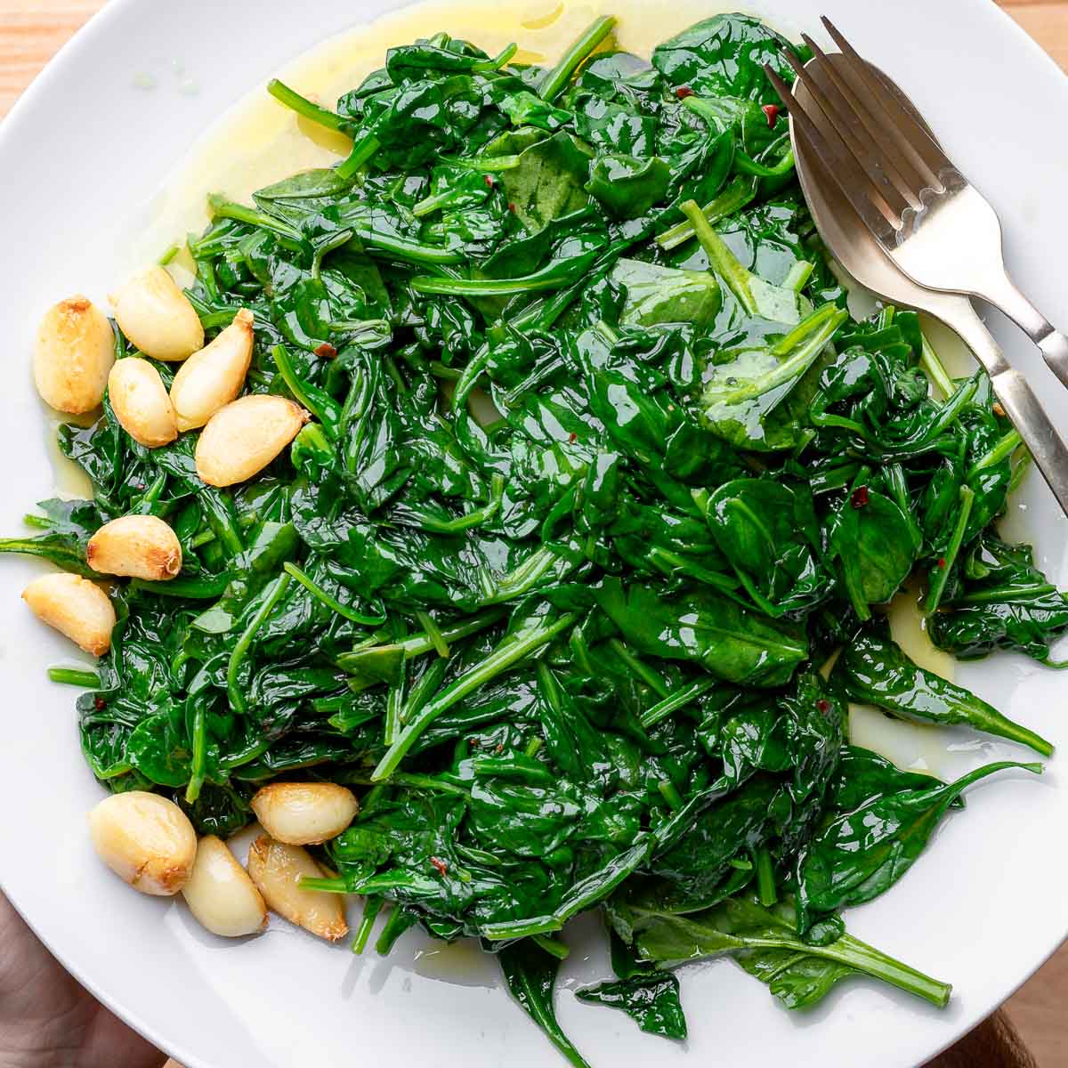 Garlicky Greens in the Microwave