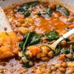 Italian lentil soup Pinterest image.