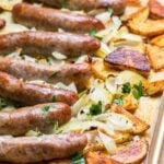 Italian sausage and potatoes Pinterest image.