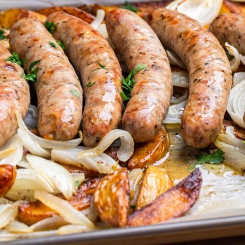 Italian Sausage and Potatoes Easy Sheet Pan Dinner Sip and Feast