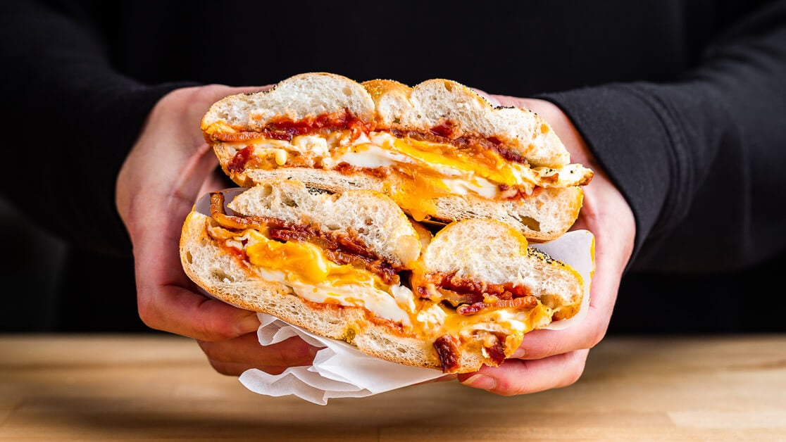 Bacon, Egg and Cheese Bagel Sandwich