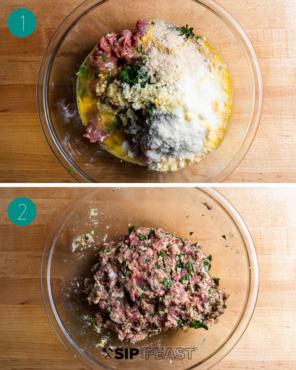 Italian sausage meatballs recipe process shot collage group number one.