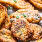 Fried artichoke hearts recipe Pinterest image.