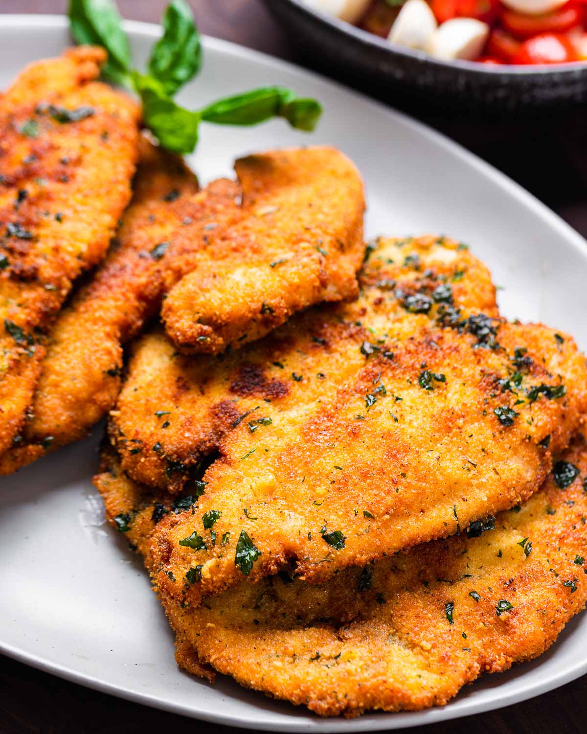 Platter of chicken cutlets.