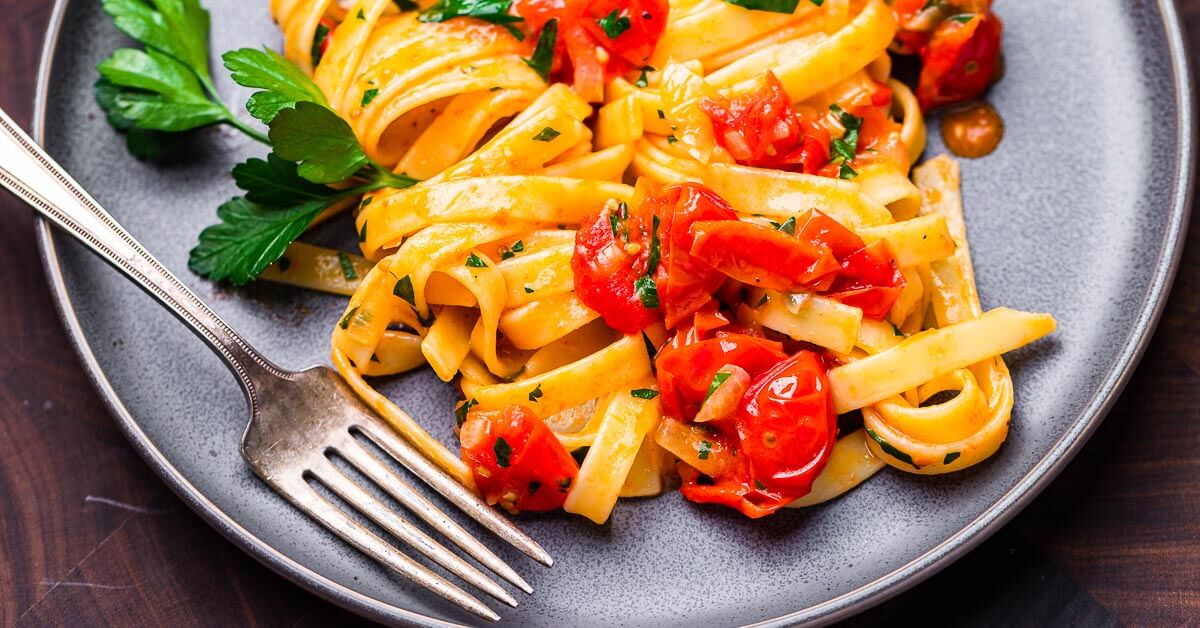 Fettuccine with Cherry Tomato Butter Sauce Sip and Feast