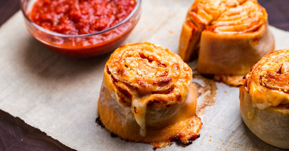Pepperoni Pinwheels with Pizza Dough Sip and Feast