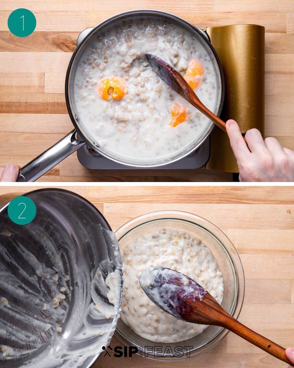 Wheat cream process shot collage.