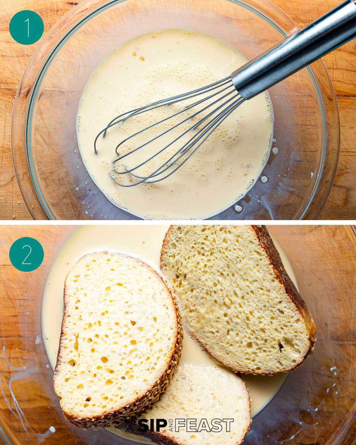 Lemon blueberry French toast recipe process shot collage group number one.