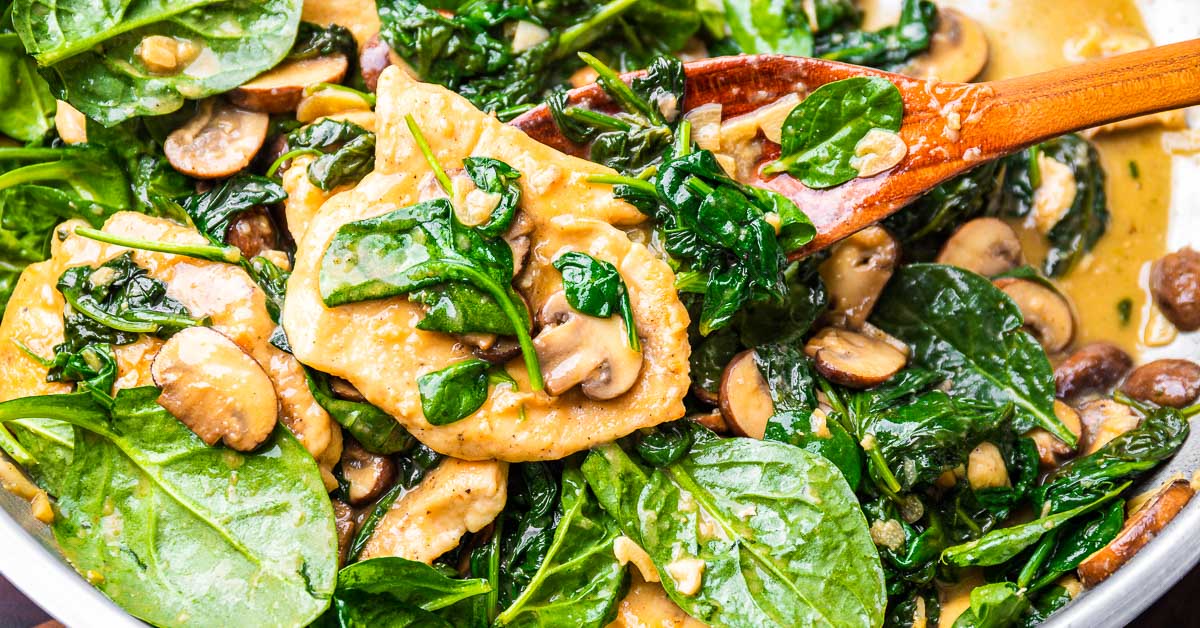 Spinach Mushroom Chicken Sip and Feast