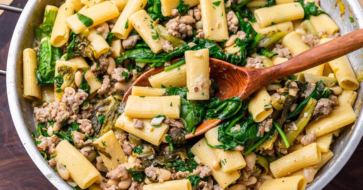 Beans and Greens Sausage Pasta Sip and Feast