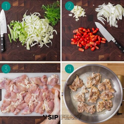 Chicken Thighs with Fennel and Cherry Tomatoes Sip and Feast